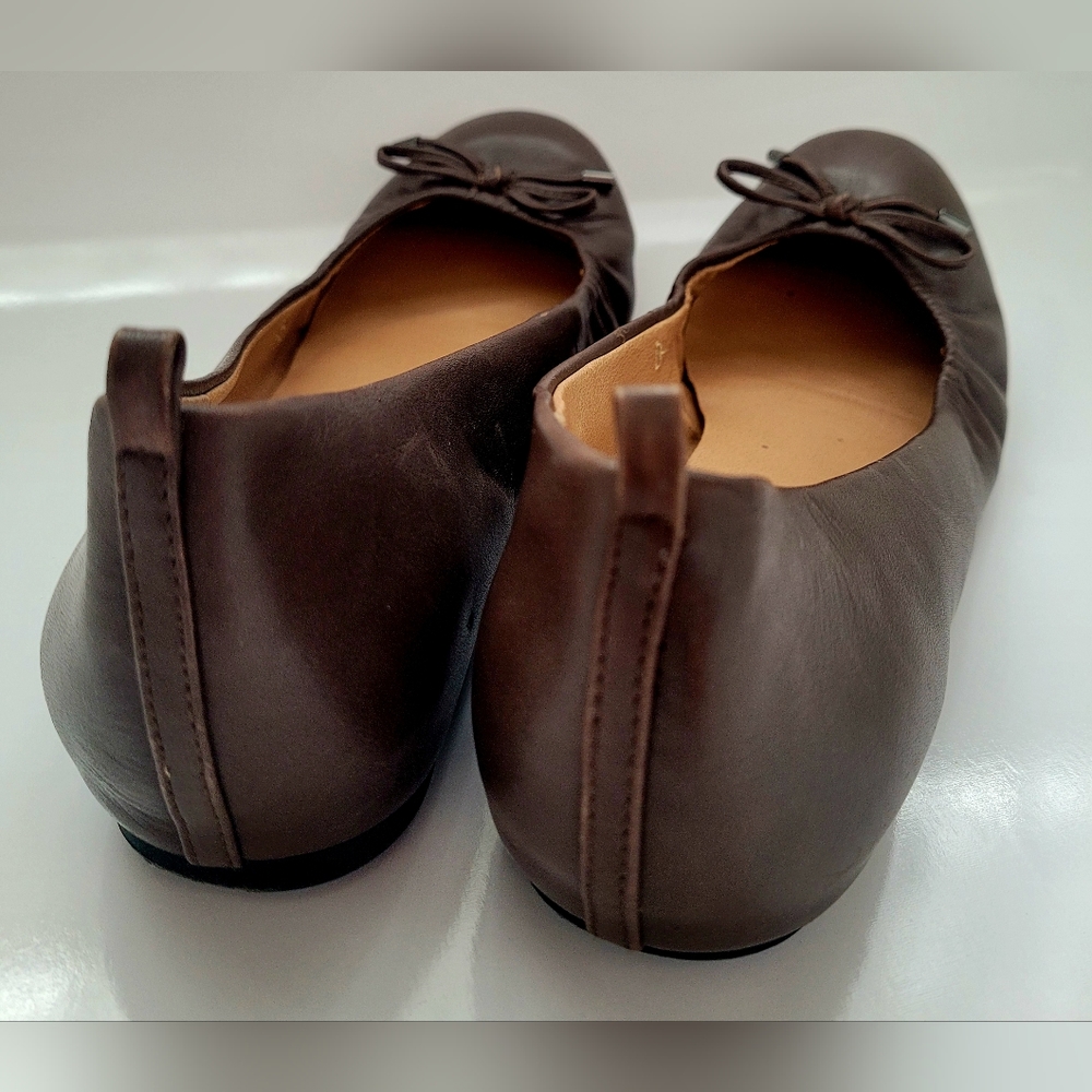 Audrey Brooke Newton Women's Ballet Flats Bow Decor Genuine Leather Coffee US 8 - Picture 7 of 16